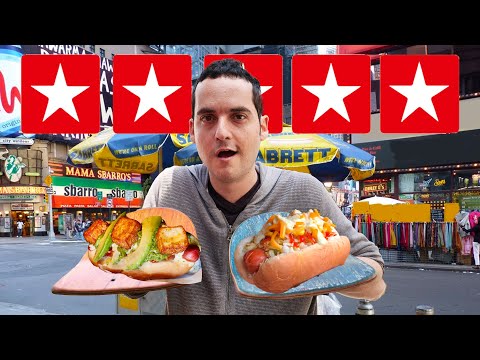 Eating At The BEST Reviewed HOT DOG Stands in New York City