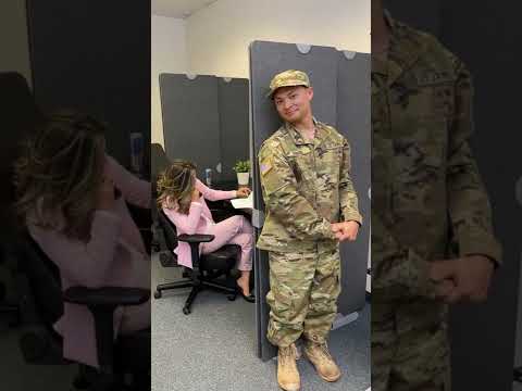 Military husband surprises wife at work! #Shorts