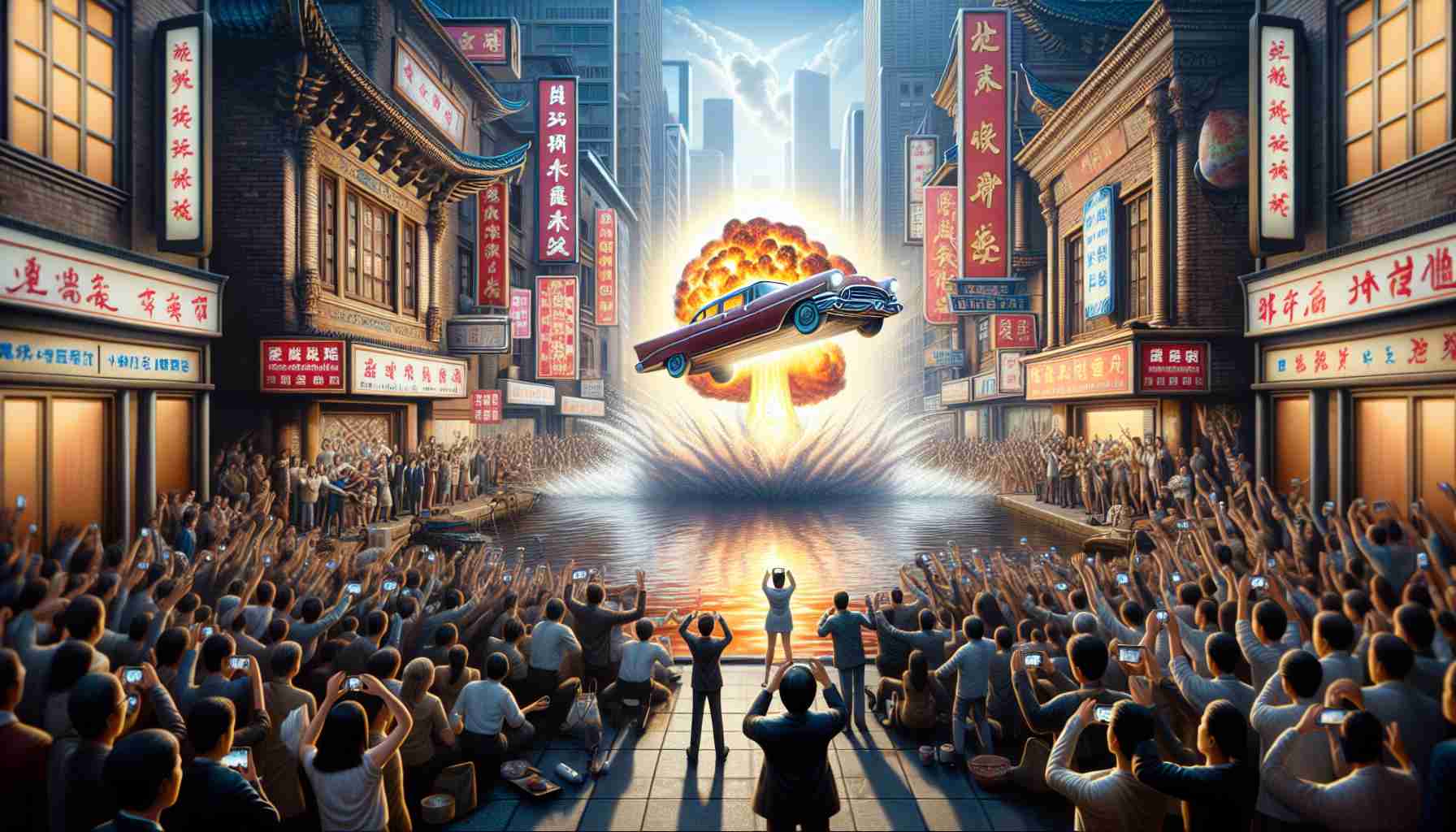 High-definition, realistic image of an incredible event unfolding at a cherished restaurant located in Chinatown. The event is so extraordinary and remarkable that it instills a sense of disbelief among onlookers.